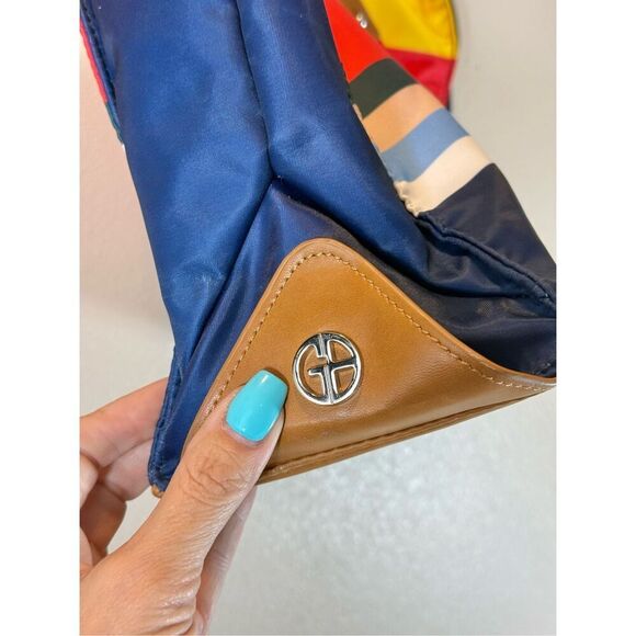 Giani Bernini Nylon Foldable Packable Striped Print Travel Tote Shoulder Bag - Picture 3 of 16